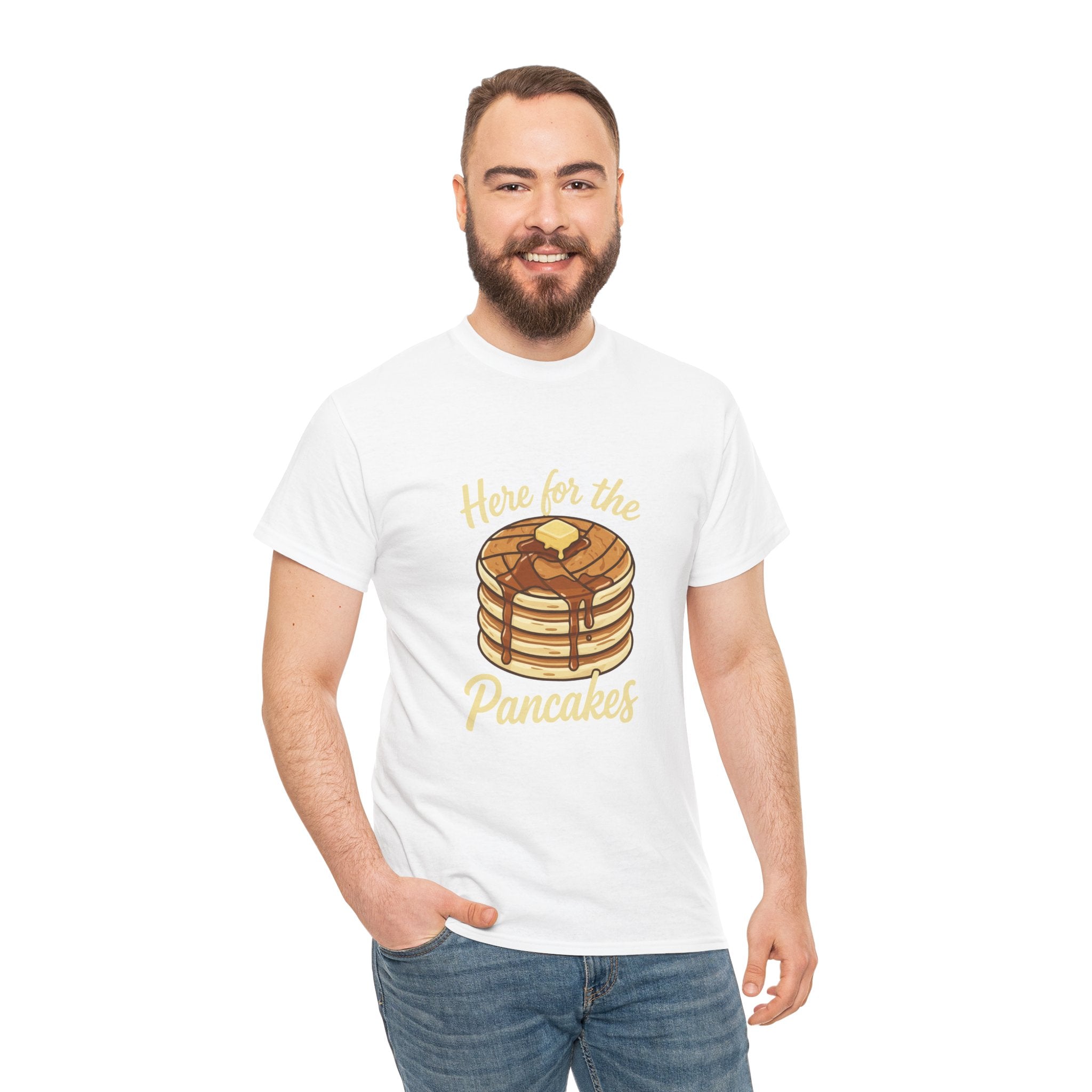 Pancake T-Shirt — "Here for the Pancakes" Breakfast Graphic Tee