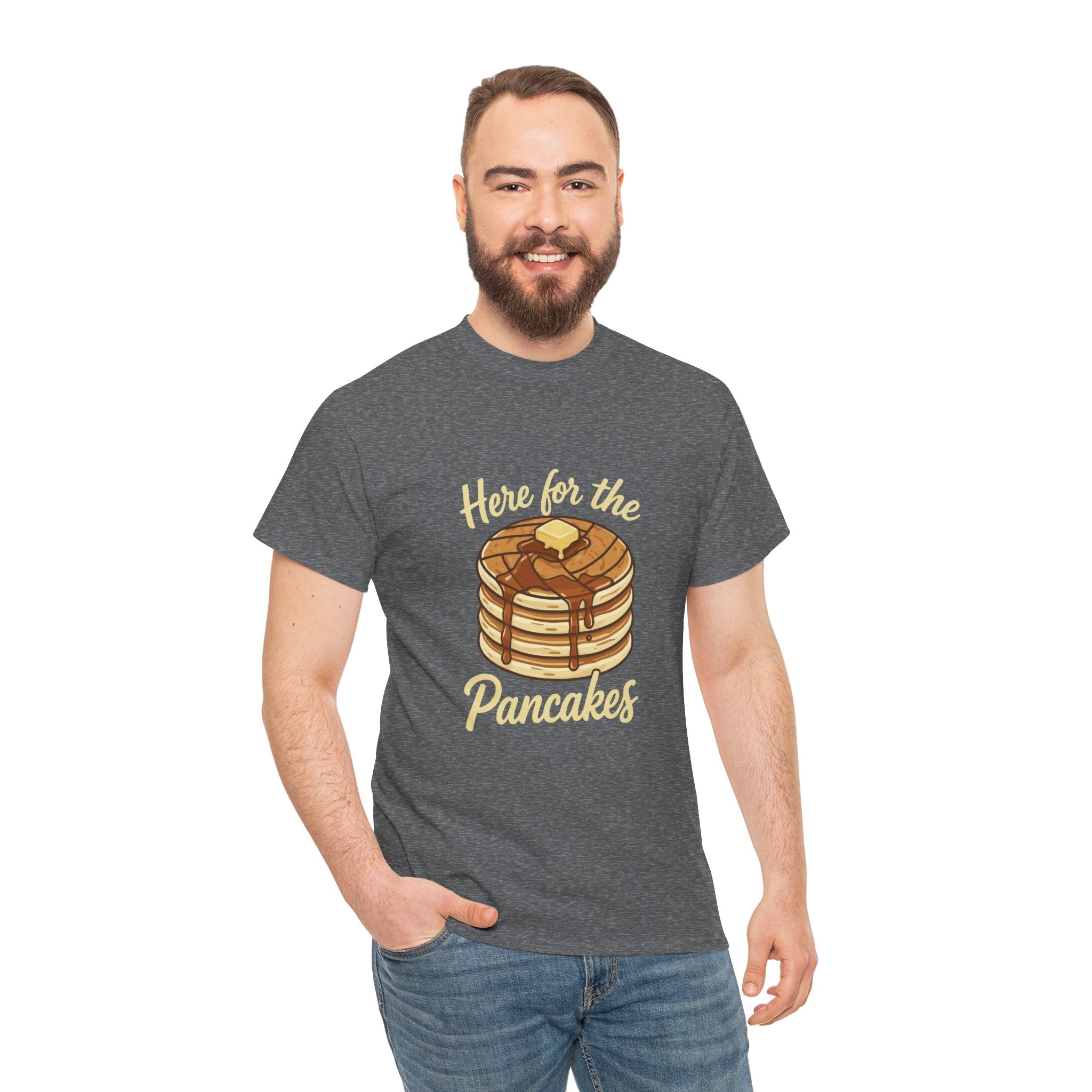 Pancake T-Shirt — "Here for the Pancakes" Breakfast Graphic Tee