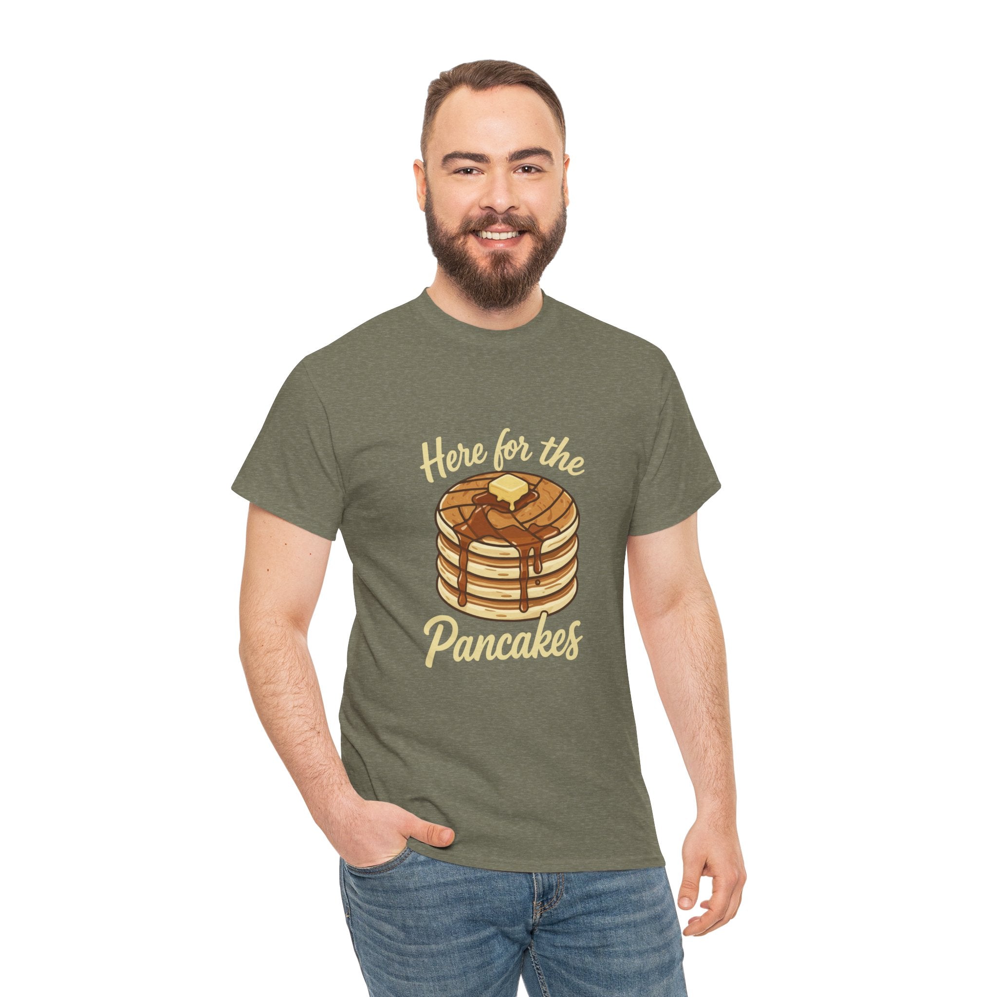 Pancake T-Shirt — "Here for the Pancakes" Breakfast Graphic Tee